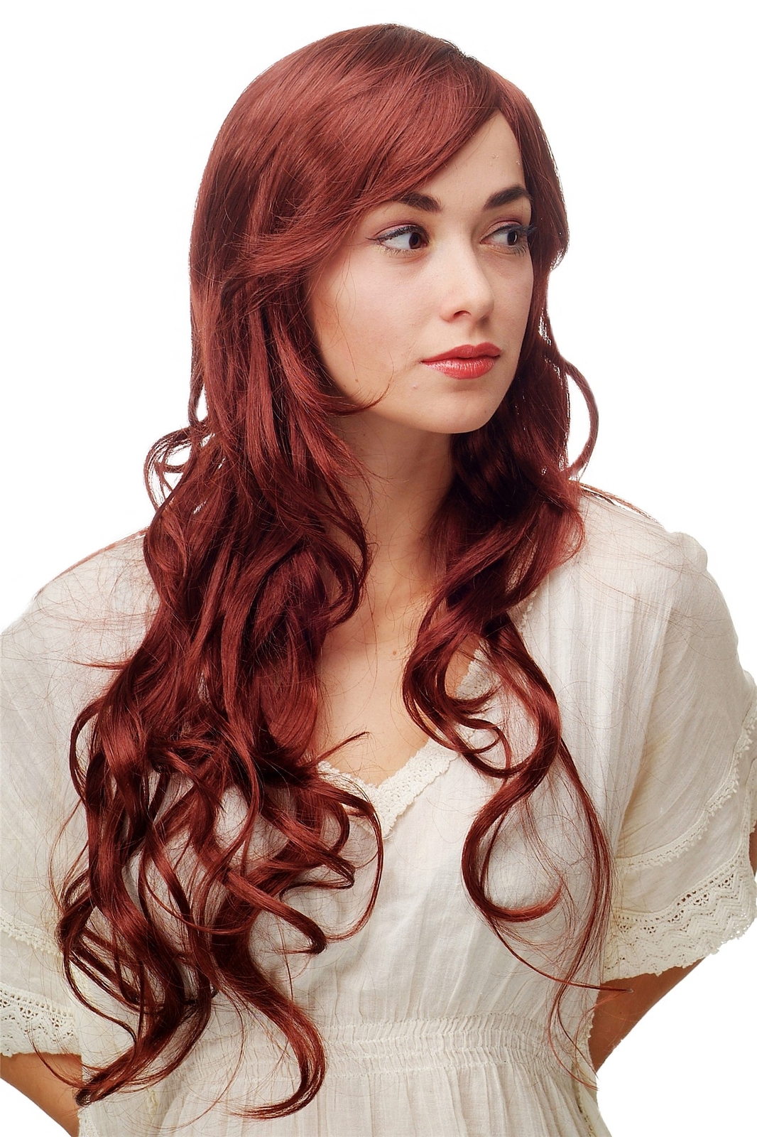 Women Wig Reddish Brown Curls Wavy Long Side Parting approx. 70 9204S-131