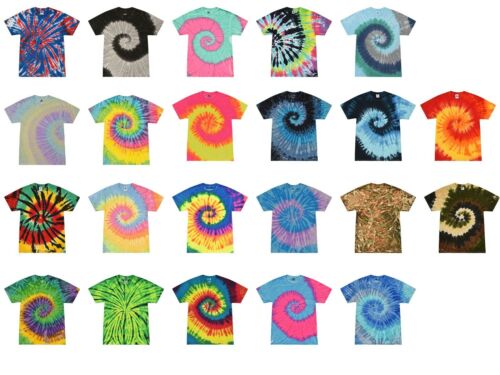 Wielokolorowe t-shirty Tie Dye, dzieci i dorośli Krótki rękaw Bawełna Kolorowy  - Zdjęcie 1 z 50