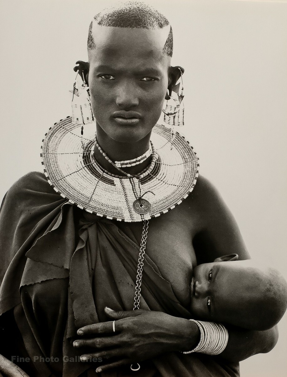 1993 Vintage HERB RITTS Africa Maasai Woman Breastfeeding Child