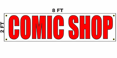 COMIC SHOP Banner Sign 2x8 for Business Shop Building Store Front Book Game