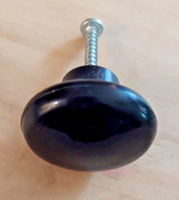 Lot of 7 Black Plastic Pull Knobs with Screws