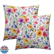 Watercolor Floral Throw Pillow Cover 18x18 Inch Pack of 2 Spring