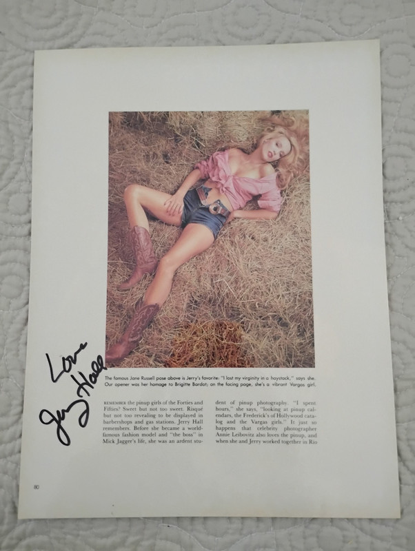 Jerry Hall Signed Magazine Page / 8"x10" / Supermodel & Actress