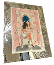 Fashion Lady Glitzer Liquid Art Bild mit Swarovski Kristallen & verspiegeltem Rahmen