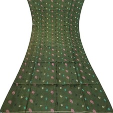 Namaste Vintage Green Sarees 100 Pure Silk Handloom Sari 5YD Decor Craft Fabric