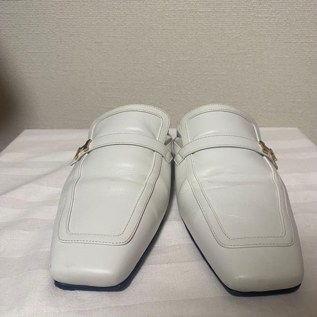 Auth HERMES Women's Groupie Mule Sandals White Logo Size EU39 US9 UK6 Leather image 3
