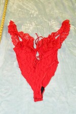 Vintage Red Lace Teddy California Dynasty Medium 256C12