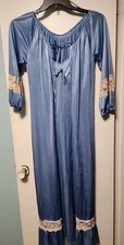 Vintage 60s Baby Blue Nylon Peignoir Set - Robe Nightgown Sz Small