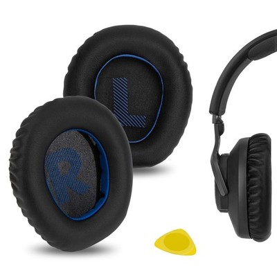 Geekria Protein Leather Ear Pads for JBL Quantum 100, Headphones (Black Blue)