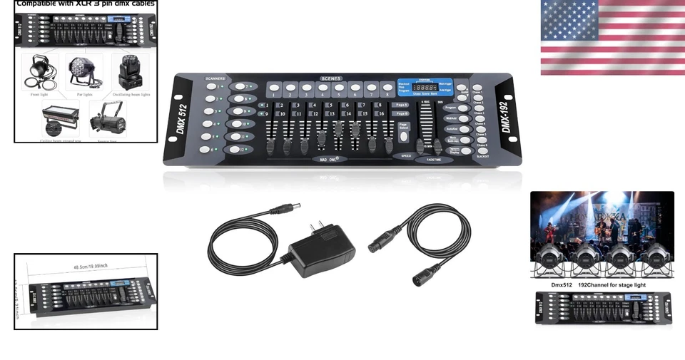 192 Channel DMX Lighting Controller with 6.6ft Cable - Ideal for DJs and Events - Image 2 of 4