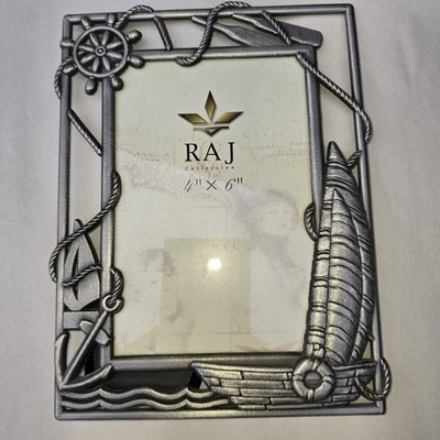 RAJ Collection Metal Picture Frame 4''x6'' Nautical Anchor Sailboat Oars Wheel 