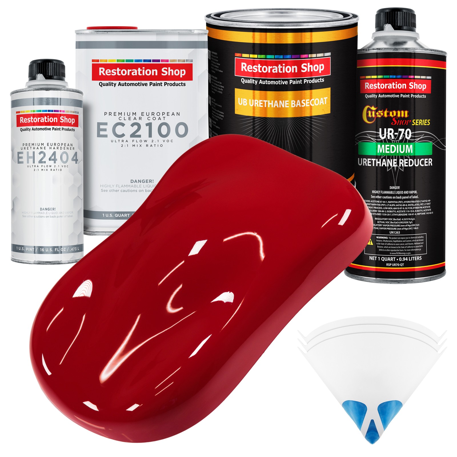 Quarter Mile Red Auto Paint Urethane Basecoat Quart Kit & European Clear Coat