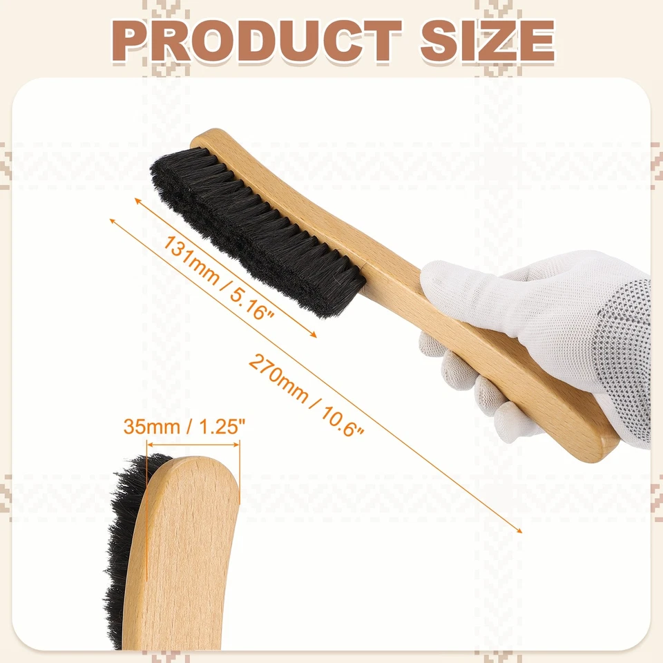 Shoe Cleaning Brush 11"x1" Beech Wood Horsehair Boot Polish Brushes, Black - Image 2 of 4