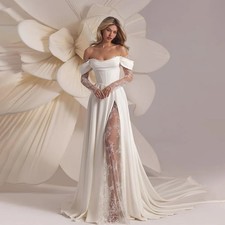 Mordern Off Shoulder Wedding Dresses A-Line Bridal Gowns For Wedding Customized 