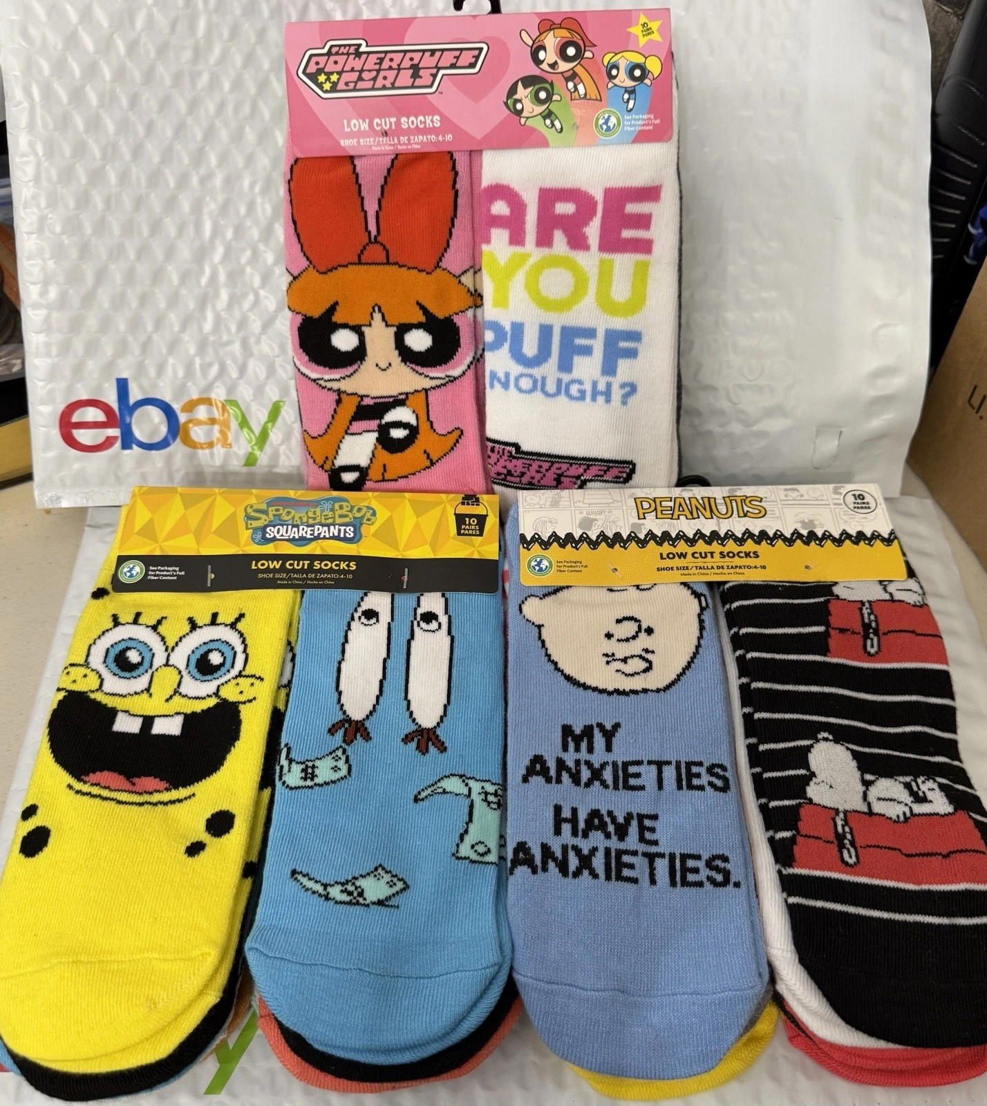 PEANUTS SpongeBob SquarePants Powerpuff Girls Low Cut Socks, 30 Pair, Size 4-10