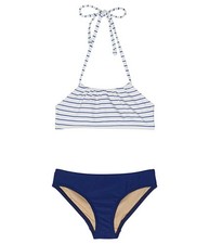 Toobydoo Mix Match Stripe Solid Bandeau Bikini Big Girls Size 13-14Y L3569