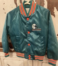 Vintage 80s Youth Chalk Line Miami Dolphins Satin Bomber Jacket NFL