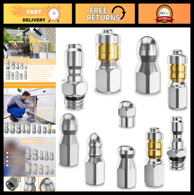 #ad Rotating Drain Cleaning Nozzle Tips Kit for Pressure Washer 10 Pack 5000 PSI $73.99