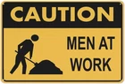 Caution Men At Work Metal Tin Sign Vintage Warning Wall Decor 8x12 Inch