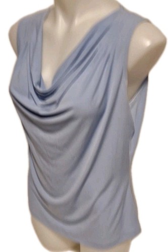 Calvin Klein Sleeveless Baby Blue Cowl Neck Shirt Women's Sz Large Polyester Bld - Picture 16 of 18