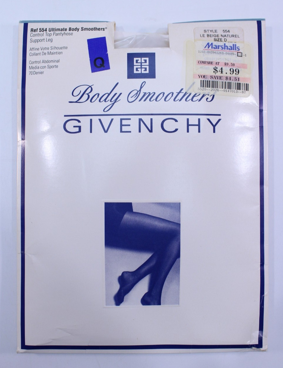 NEW Givenchy Body Smoothers Control Top Pantyhose Support Leg 554 Beige Size D