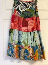 VTG Style Bay Studio 100 Cotton Patchwork Maxi Skirt L Whimsigoth Boho