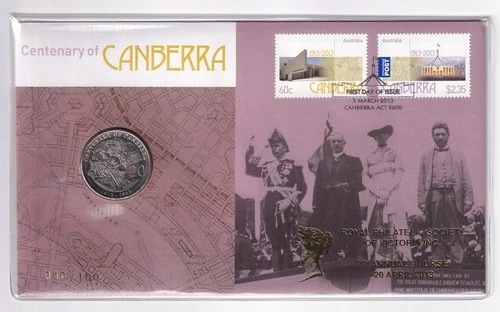 AUSTRALIAN PNC: 2013 20 CENT CENTENARY OF CANBERRA COIN BOURSE OVERPRINT  #M3849
