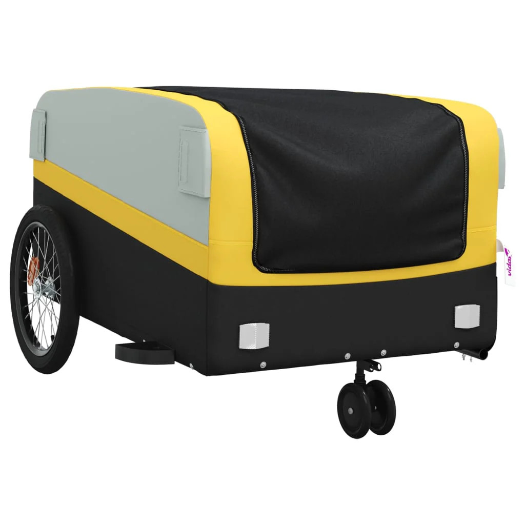 Remorque vélo cargo jaune Helloshop26 idéale pour faire vos courses et transporter 45 kg
