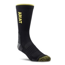 ARIAT High Performance Crew Tek Work Boot Sock 2-Pair Pack Black - AR2777-002,