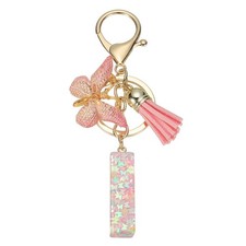 Alphabet I Tassel Butterfly Initial Letter Keychain Pink, Pack of 1