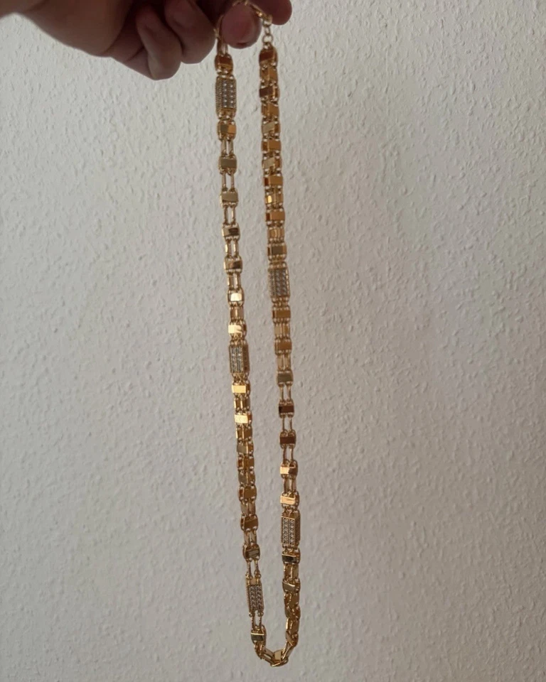 Käfigkette Magnumkette Iced Out 8mm 66cm 18k Vergoldet Gold Plated Edelstahl - Bild 3 von 3