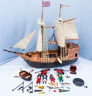 Vintage Playmobil Pirate Ship with Figures, Boat, Cannons, Accessories