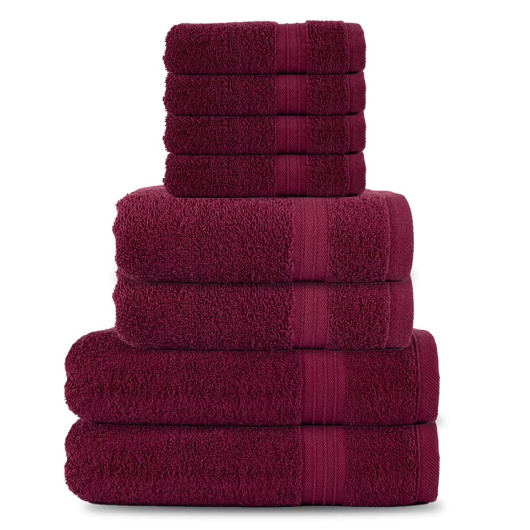 8-Piece 100% Cotton Towel Set - Ultra Soft & Absorbent - 2 Bath Towels Included  