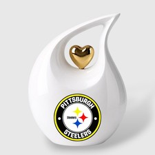 Large Cremation Urn for Human Ashes Adult Pittsburgh Steelers Teardrop Urn 10 In