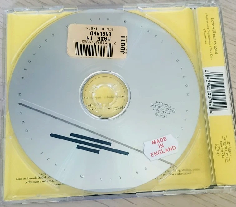 Joy Division Love Will Tear Us Apart UK CD London Single Ian Curtis Foto 3 de 3