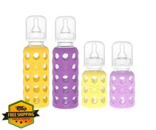 Lifefactory 4oz and 9oz Glass Baby Bottles 4pk, Banana/Mango/Lavender/Grape