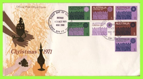 Australia 1971 Christmas Se Tenant Block on First Day Cover
