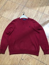 POLO RALPH LAUREN Mens Crew Neck Jumper Sweater L Red Cotton
