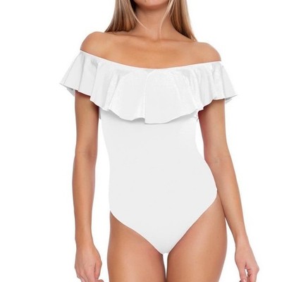 Trina Turk Monaco Off the Shoulder Ruffle One-Piece Swimsuit Women's Size 10