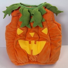 Pumpkin Costume Orange Plush Baby Toddler Size 6-9 Months Hallows Eve Halloween