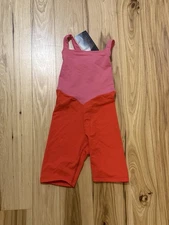 Tiger Friday Dancewear Red/Pink Unitard With Mesh Back In Size adult XS