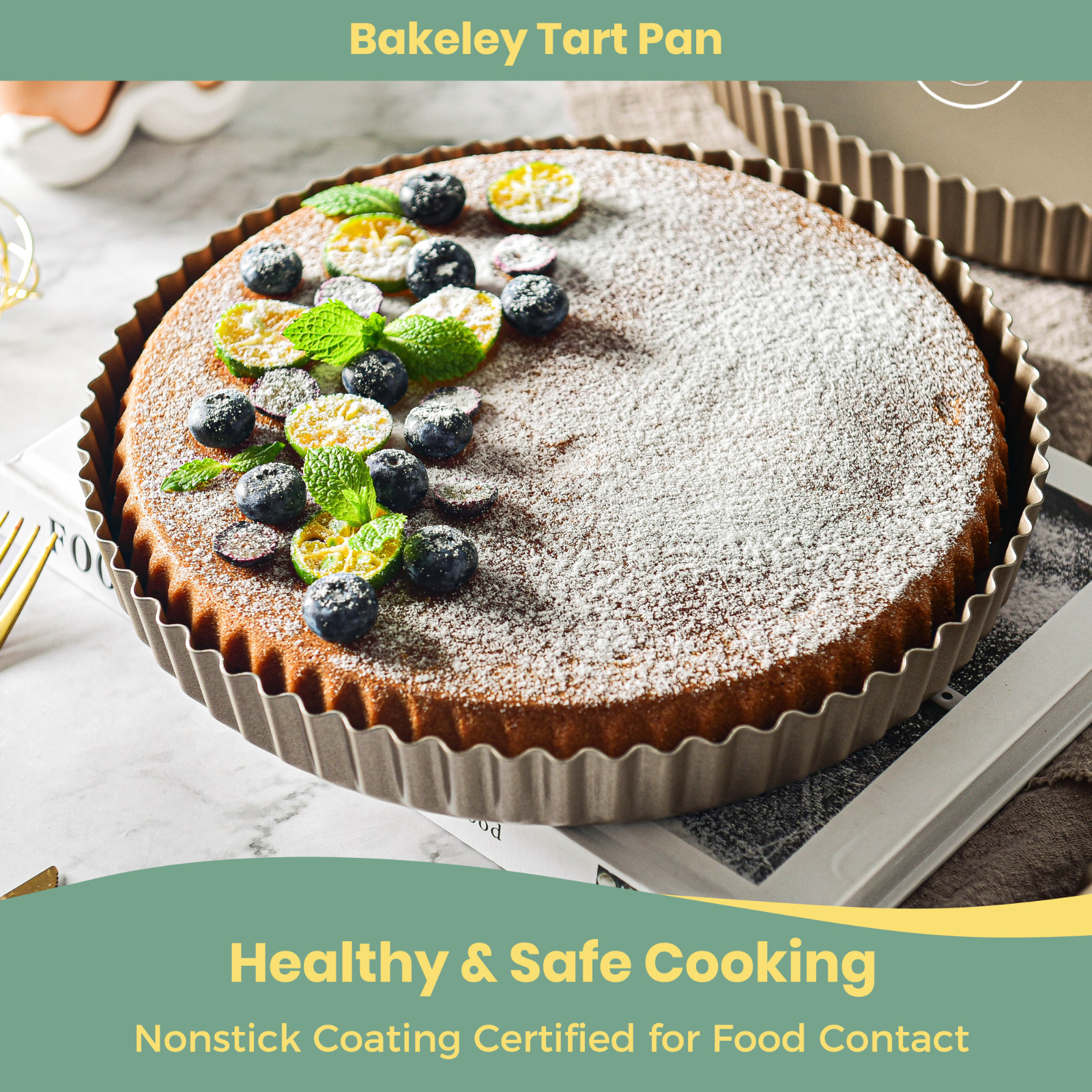 8",10",12" set of 3 pans Fruit Tart Pan, Flueted Pie Pan Solid Bottom