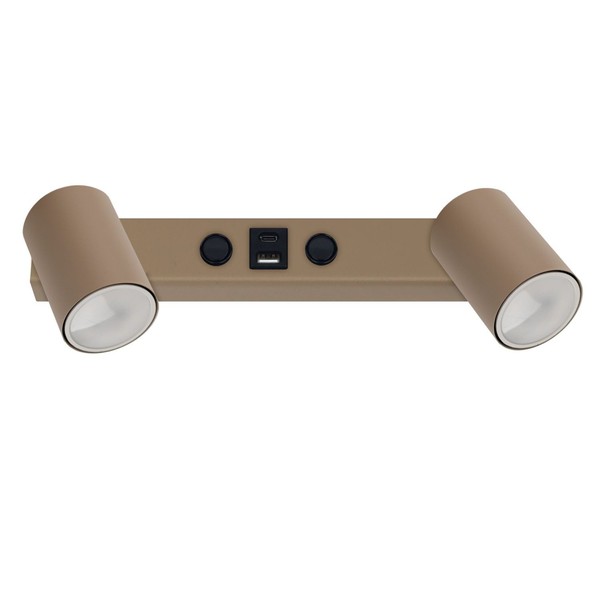 Wandstrahler Schalter Sandfarben Flexibel 39 Cm GU10 USB-C Wandlampe Wohnzimmer-image