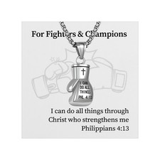 I Can Do All Things Prayer Boxing Glove Sports Pendant Stainless Steel Necklace