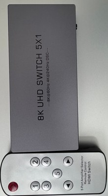 HDMI Switch 5 in 1 Out 8K@60Hz 4K@240Hz HDMI 2.1 Switcher Splitter Support HDR10