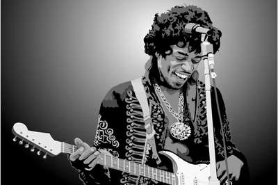 JIMI HENDRIX PLAYING GUITAR GRAPHIC ART POSTER PRINT 24x36 9MIL PAPER