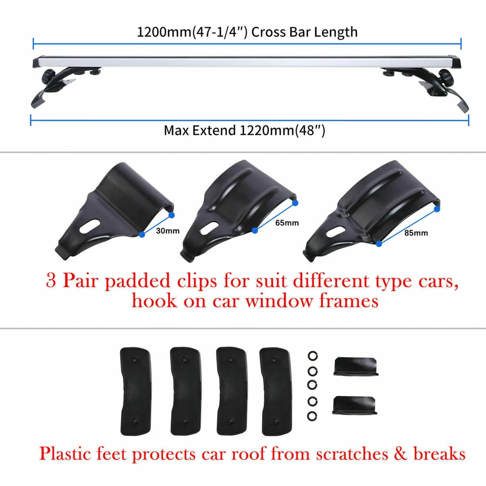 2 件装适用于道奇 Durango 2011 - 2022 横杆 横杆 车顶导轨架 — 第 3/4 张图片