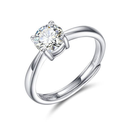 18K White Gold Plated Silver Ring With 0.50 TCW Moissanite (D, VVS) Fine Jewelry