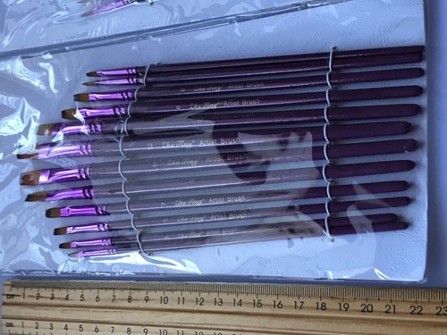 12PC Purple Oil Painting Brushes Set Acrylic Watercolor Artist Face Paint Craft - Picture 10 of 13