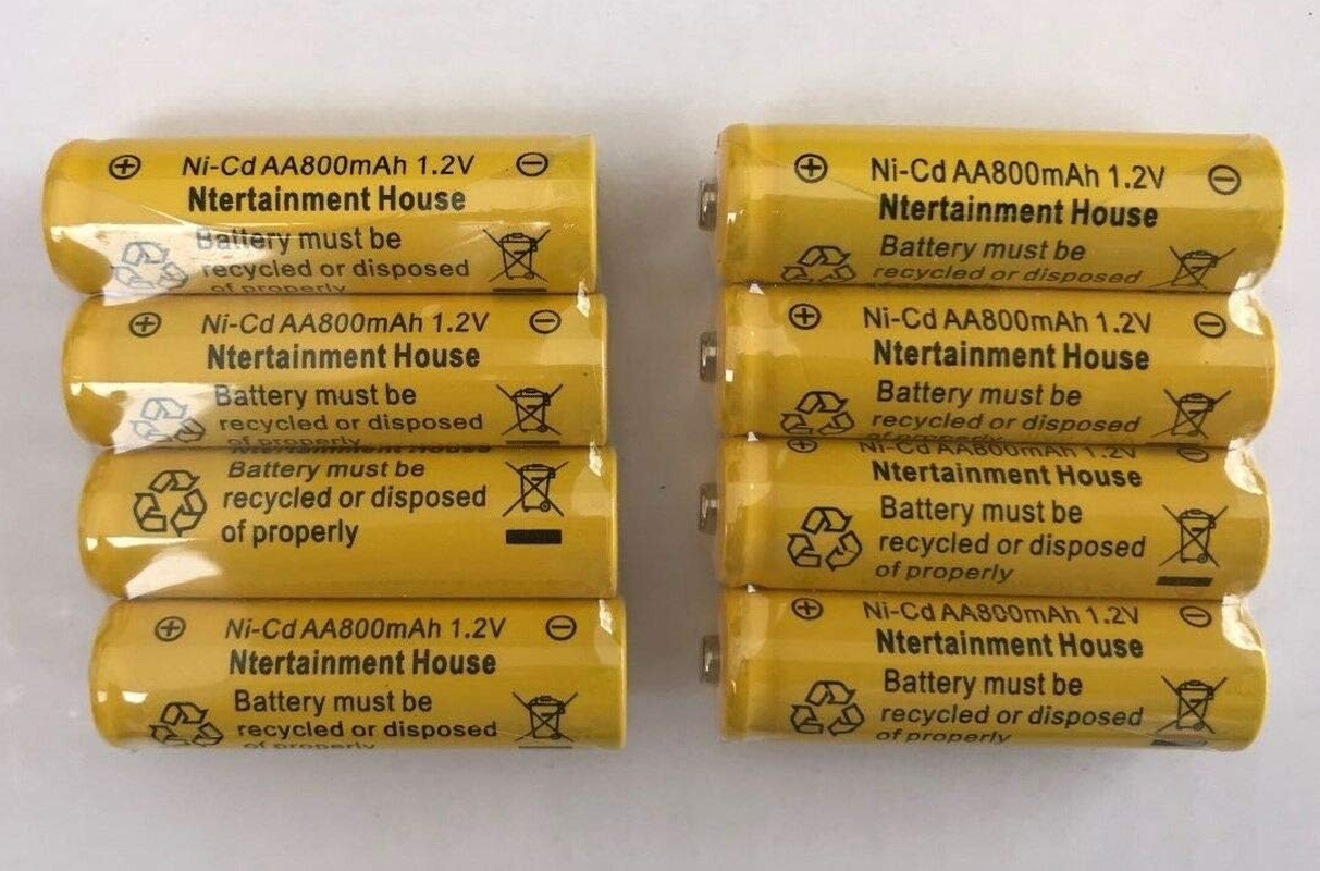 8-Pieces Size 1.2V Aa(300/600/800Mah) or AAA (600Mah/800Mah) and Ni-Cd/Ni-Mh Rec